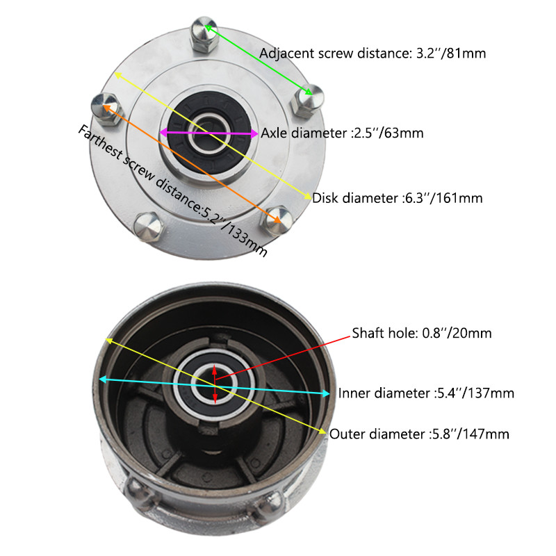 Motorcycle accessories wheel hub three wheel motorcycle front wheel 5 hole Ring interchanger 6304 brake pan