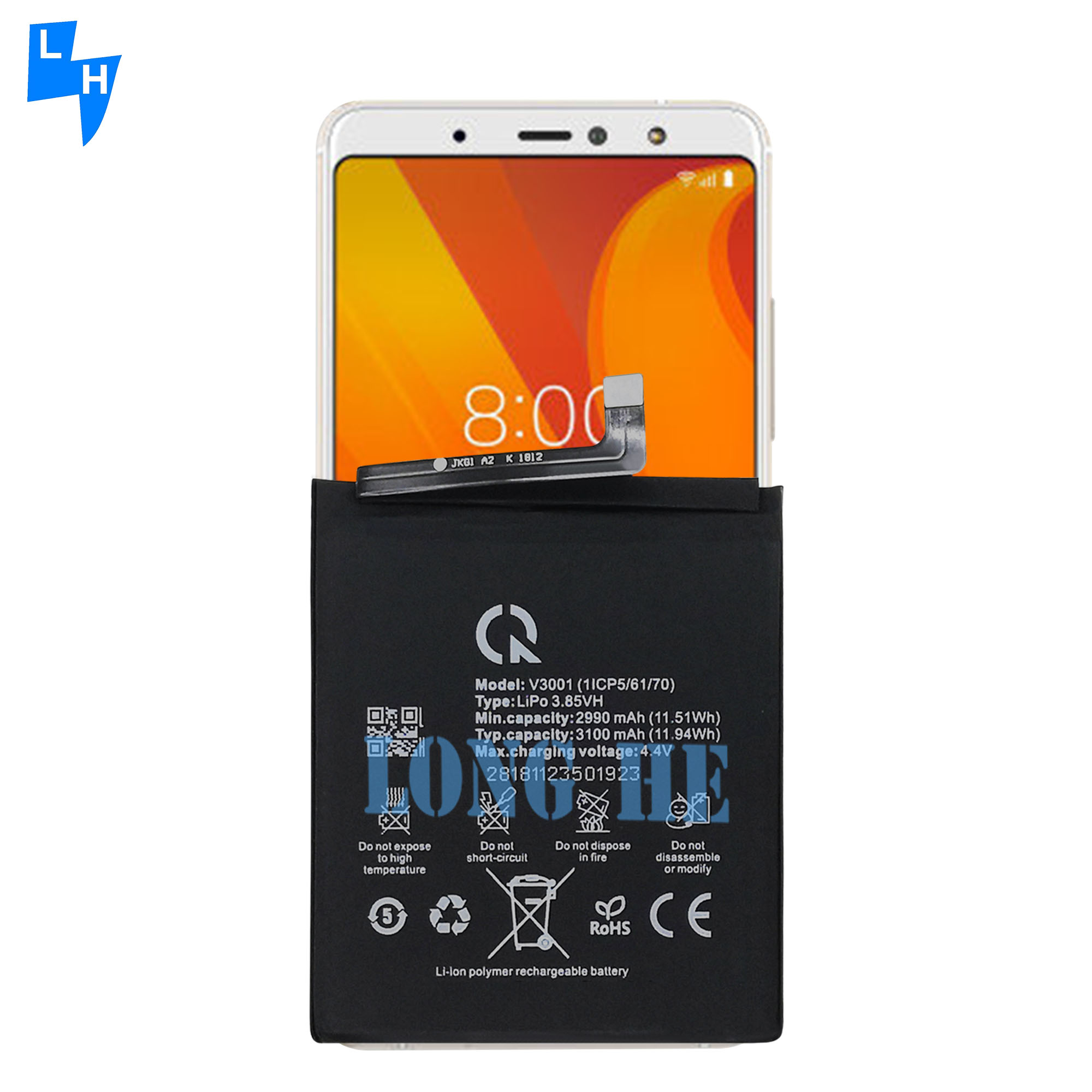 High Capacity Lithium Polymer Battery V3001 Original Replacement for Vsmart Active 1