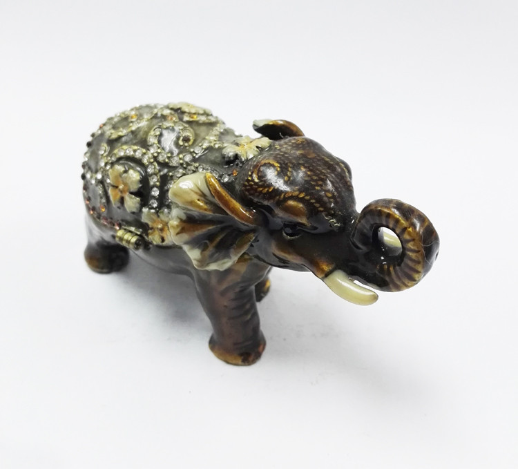 Elephant trinket jewelry box petwer metal jewelry box display box