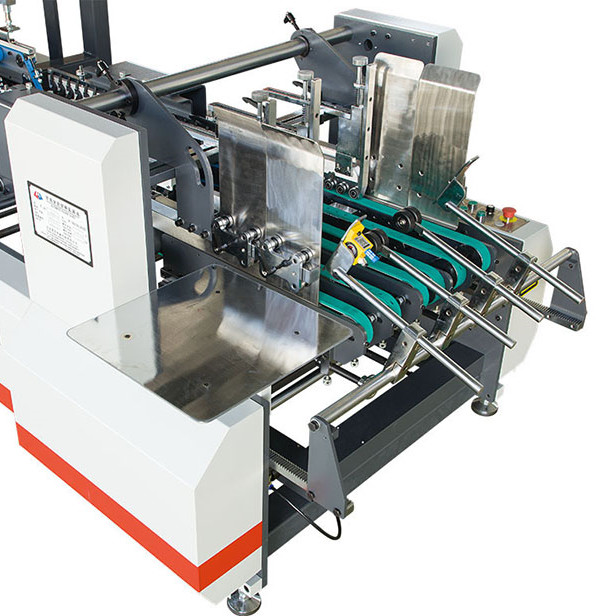 PLC 28KW Carton Folding And Gluing Machine With Multi Groove Belt