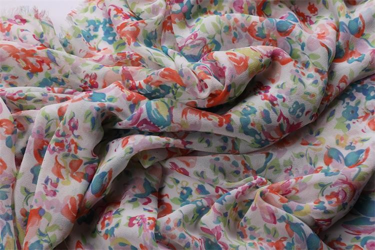 Printed Patterned Chiffon Fabric 75dx75d 85gsm Poly Chiffon