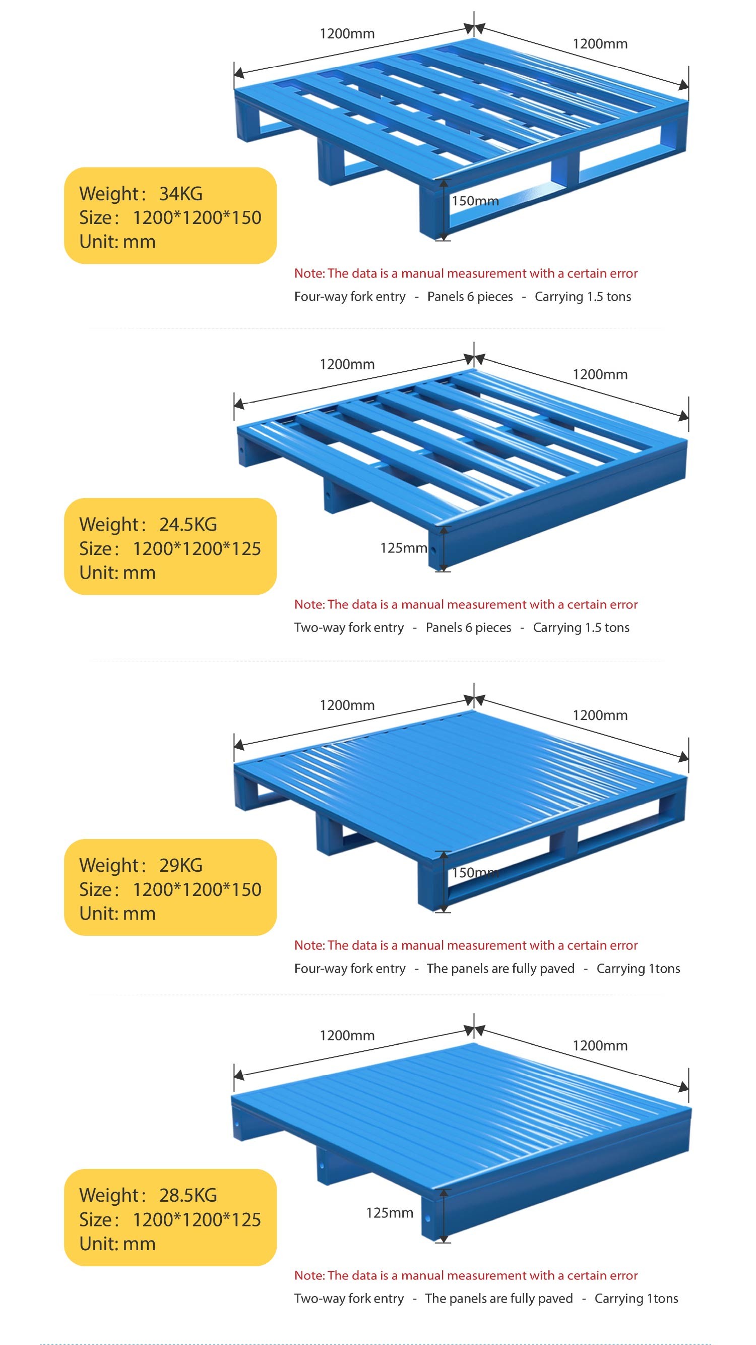 Foldable Steel Pallet Flat Iron Pallet Tray Heavy Duty Racking Steel Pallet Metal Storage Pallets