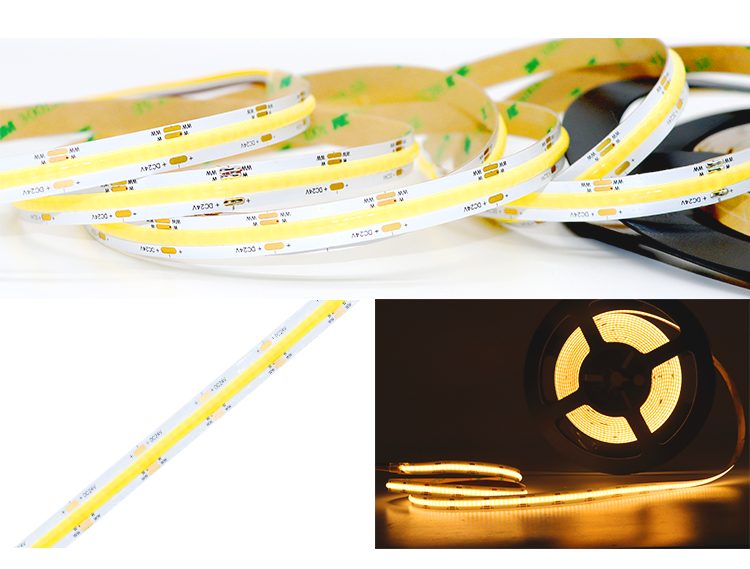 608LED Dimmable Cob Led Strip 10mm 5m Led Strip Lights With Adhesive Backing