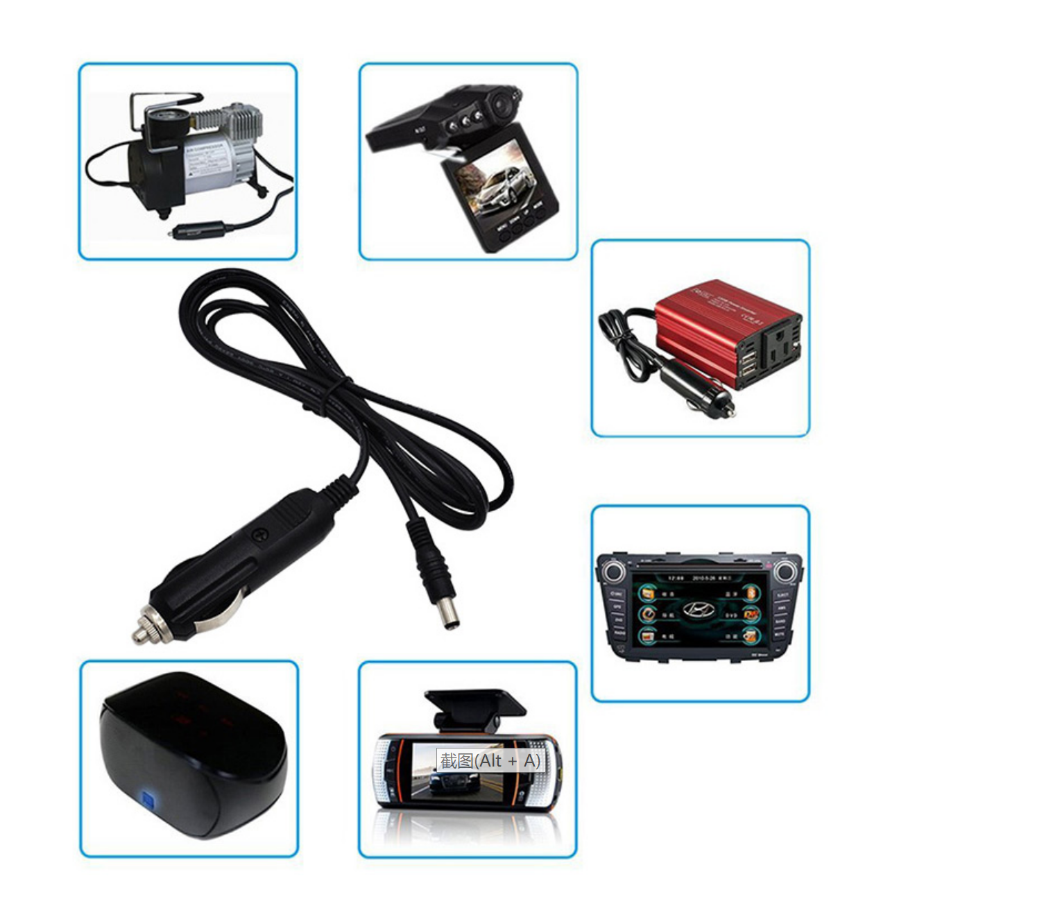 PVC Insulation Car Cigarette Lighter Cable 12V DC 5.5mm * 2.1mm Low Voltage