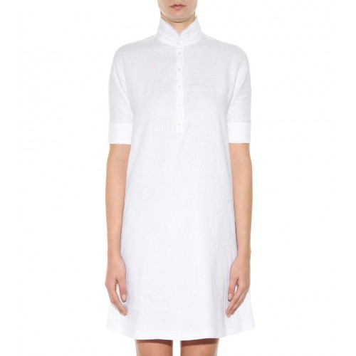 Latest Women Casual Clothing Dresses White Pure Dress Linen