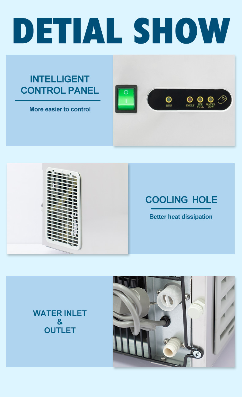 Commercial Counter Nugget Ice Machine 50kg Bullet Ice Making Machine Air Cooling