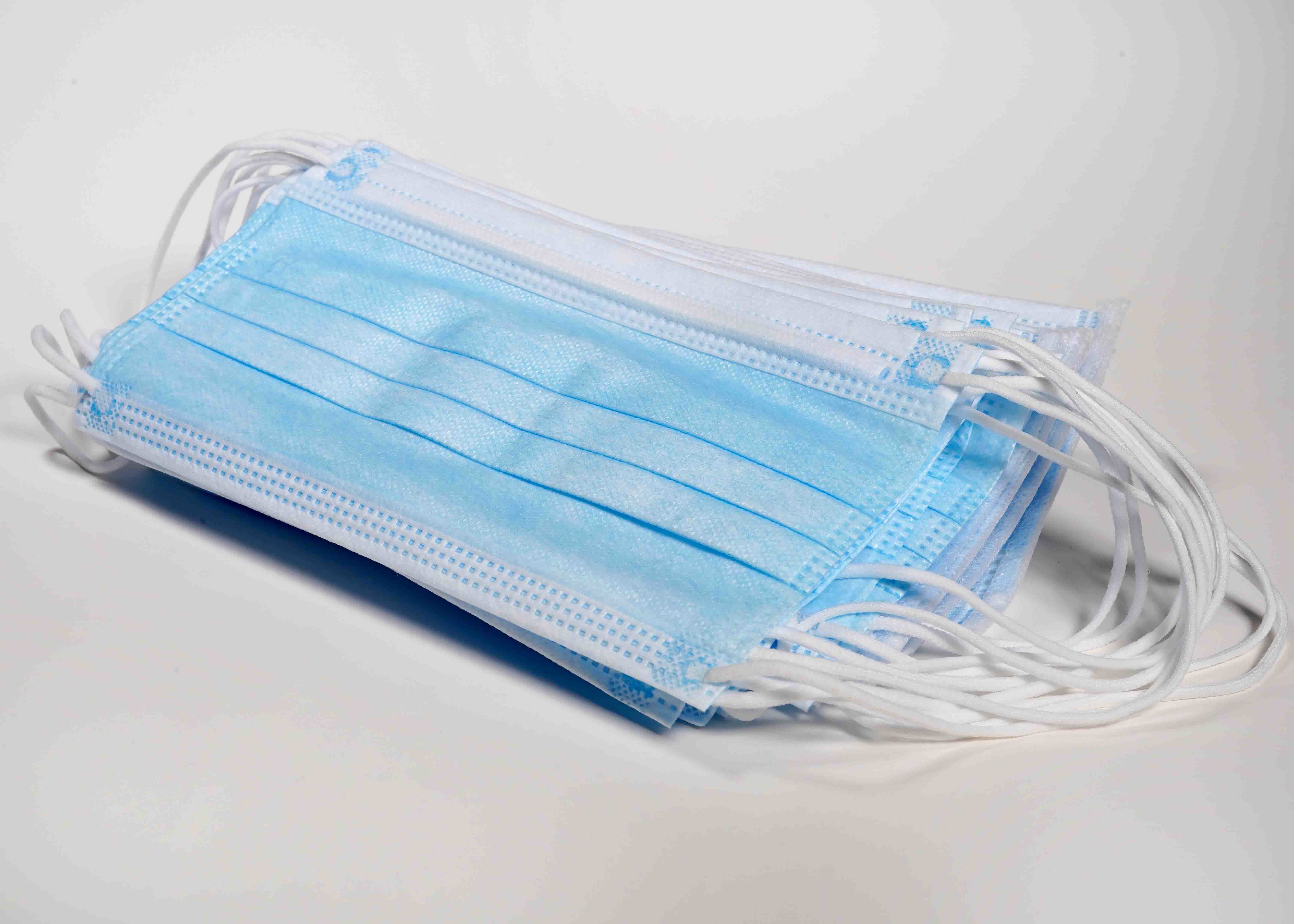 Blue 3Ply Disposable Face Mask / Single Use Face Mask With Elastic Earloop