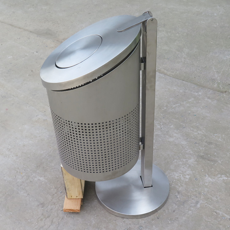 Perforated 30L Stainless Steel Outdoor Trash Can