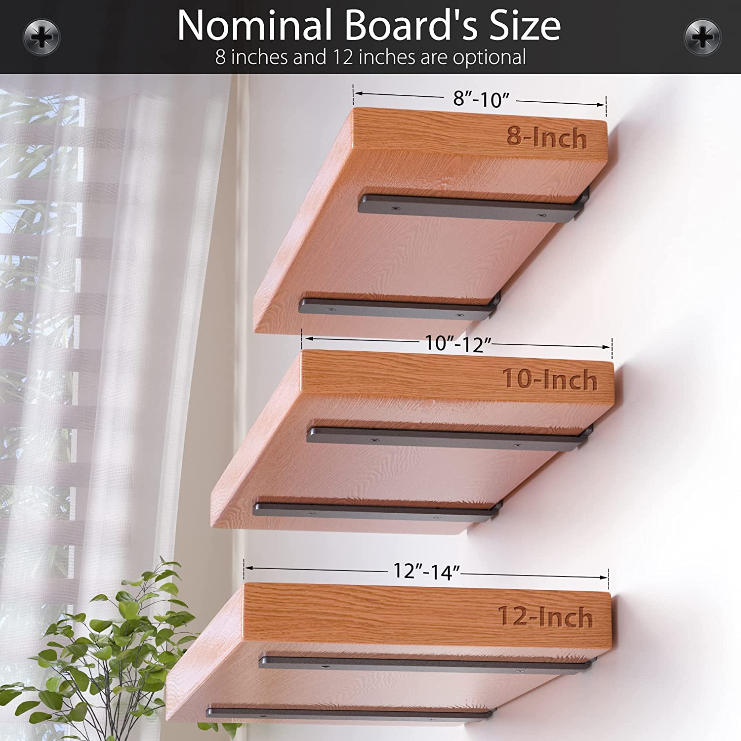 8 Inch Black Metal L Brackets Hidden Brackets for Floating Wood Shelves Tolerance 0.02