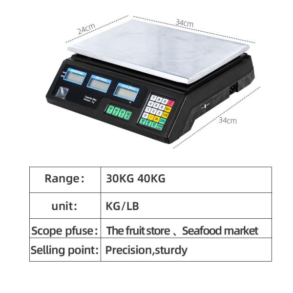 Accurate Food Weight Measurement Battery Powered Rectangle Electronic LCD Display Weighing Scale 40 kg with 1g Division