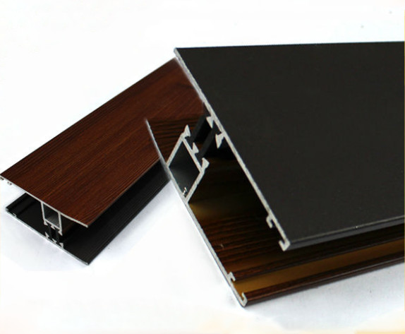 Square / Round Wood Finish Aluminium Profiles Black Color For Building Material