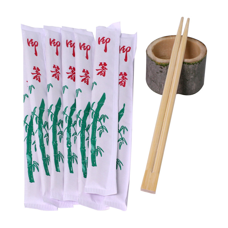 Custom Chinese Disposable Bamboo Chopsticks Twins Restaurant Printed Sleeve