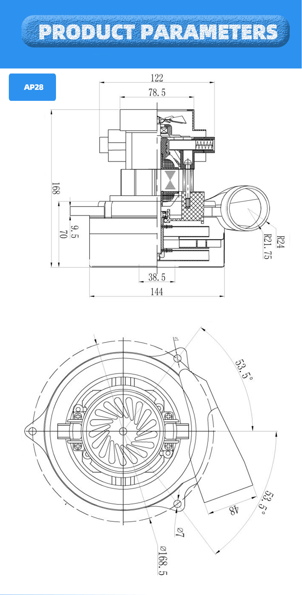 1000W Dry Vacuum Cleaner Motor 60V Customized For Seeder Cleaner