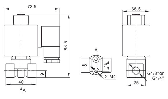 Sub Base Mounted 3 Way Brass Solenoid Valve For Screw Air Compressor