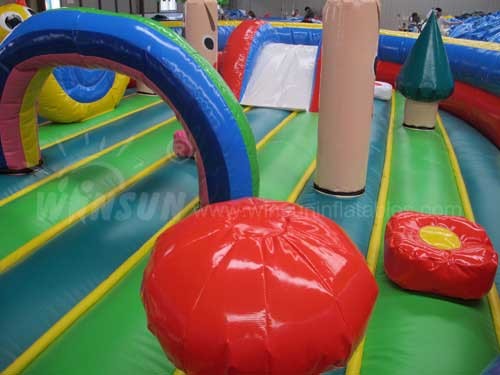 Tropical Style Kids Blow Up House / Toddler Jump House 7.3x6x2m