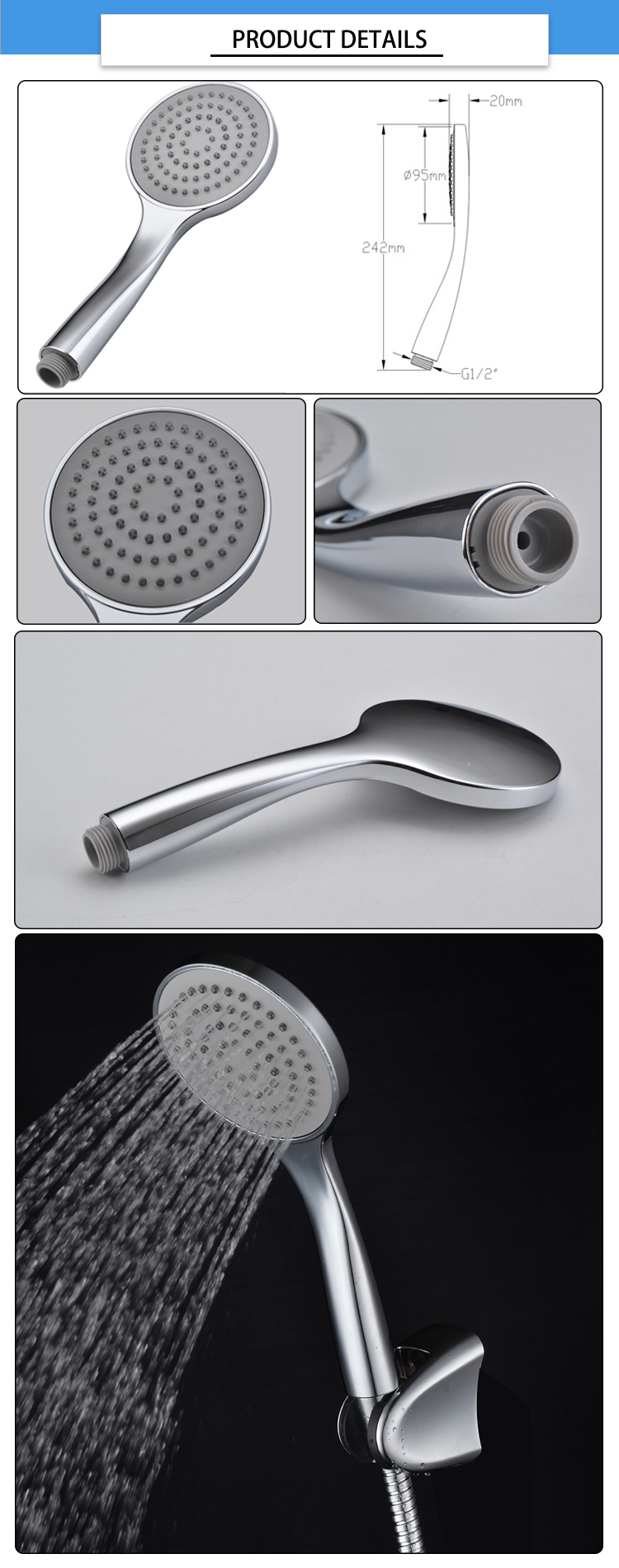 Hand Held Dia95mm Bathroom Rain Shower Heads