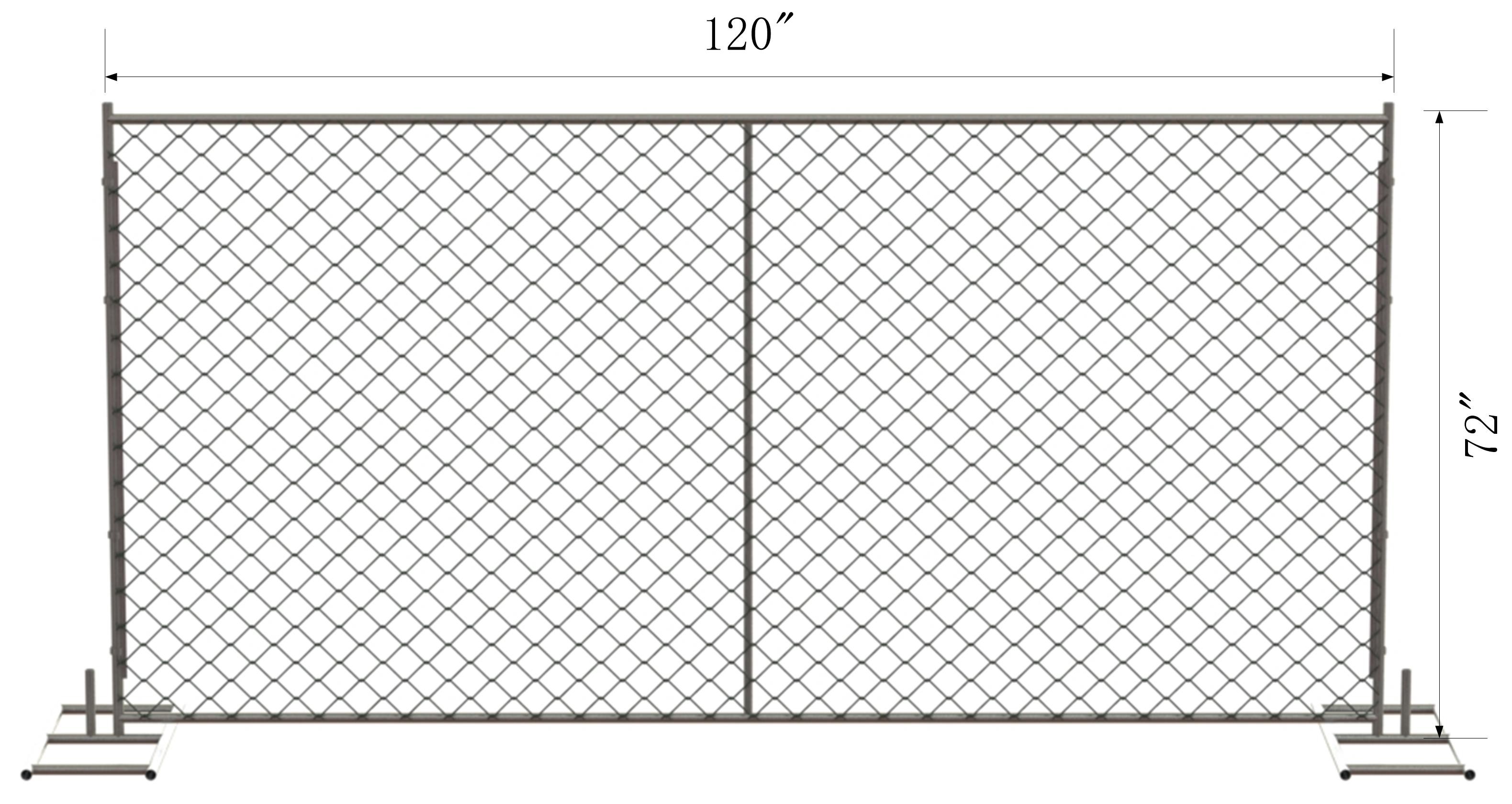 6 foot x 12 foot chain mesh temporary fence panels mesh 2" x 2 " x 11.5 gauge wire chain wire temporary fence