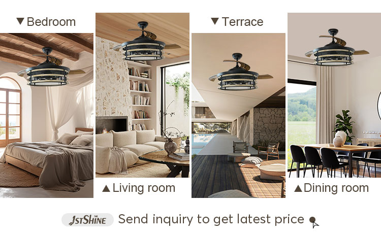 52 inches Big Airflow Retractable Ceiling Fan with Hidden Blades and Memory Function