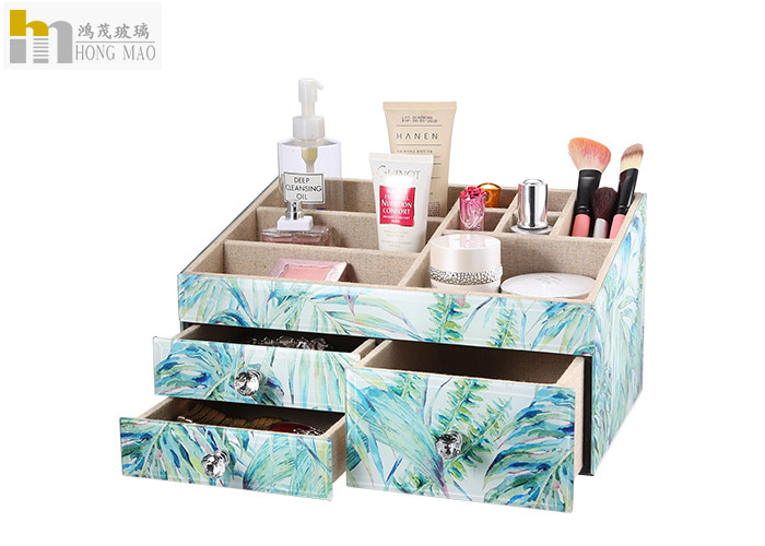 Stackable Desktop Organizer Box Glass Makeup Organizer Elegant Design