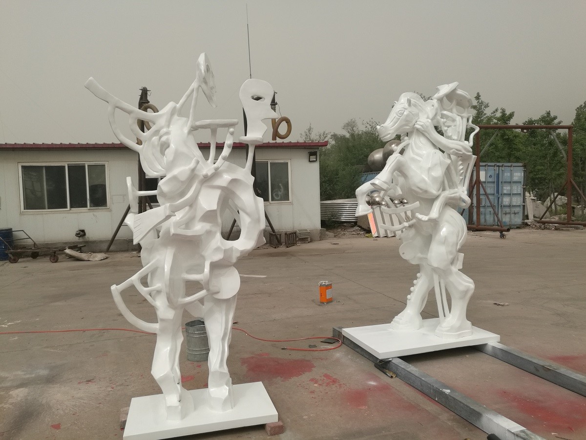 White painting Abstract bronze sculptures, bronze horse with figure statues , China sculpture supplier