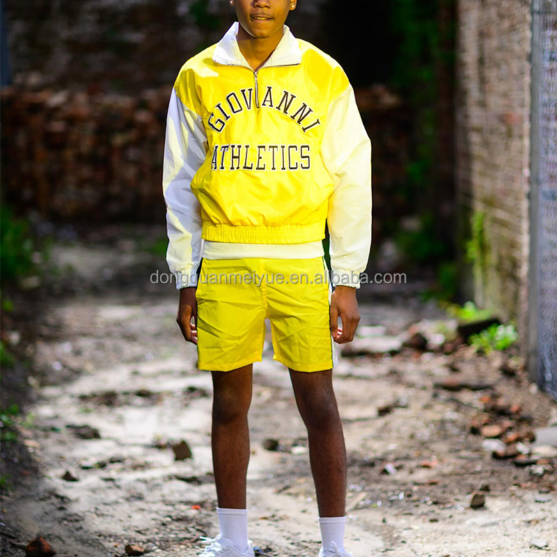 Summer Joggers Men Custom Embroidery Print Logo Windbreaker Half Zipper Nylon Shorts Athletic Short Sets Tracksuits for Men