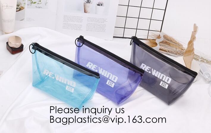 Clear Zipper Pouch with Strap Makeup Bag PVC Cosmetic Pouch,Printing Clear k Cosmetic PVC Pouch, bagease, bagplast
