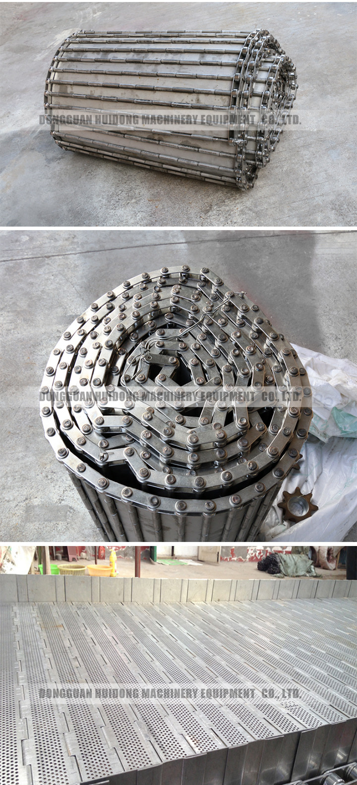 Fire Resistant Roller Track Conveyor , Collapsible Roller Conveyor With SS Wire Mesh Chain Link Plate