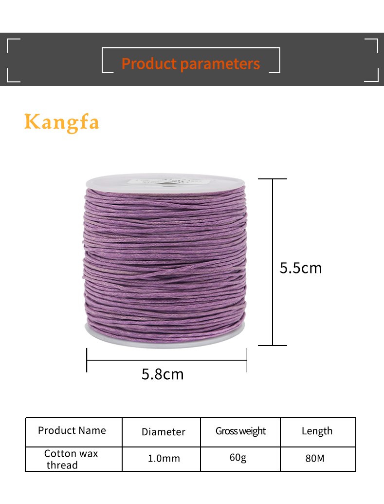 100% Cotton Roll Cord Waxed Thread Cord String Strap for Jewelry Making Plastic Cone