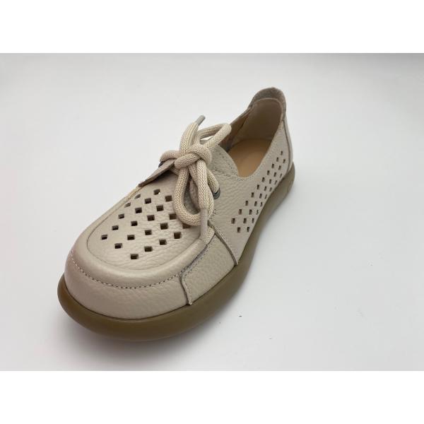 Breathable hollow lace-up comfortable women's shoes with soft soles white
