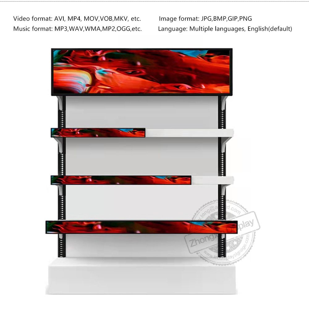 23.1inch Wall Mounted Stretched Bar Lcd Monitor Supermarket Shelf Wide Lcd Display Strips