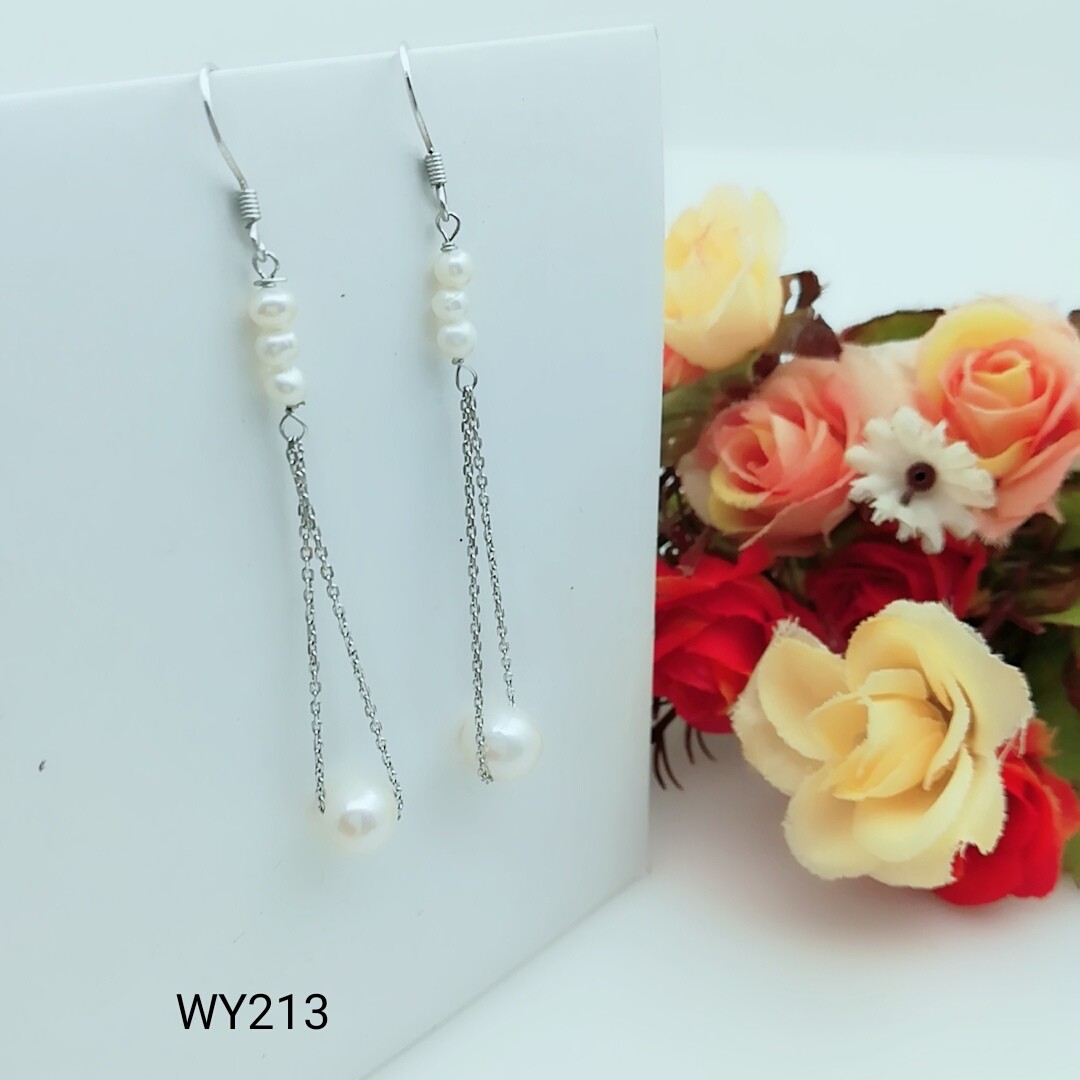 2018 New latest design of pearl earrings fashion pearl earrings silver tassel earrings WD119