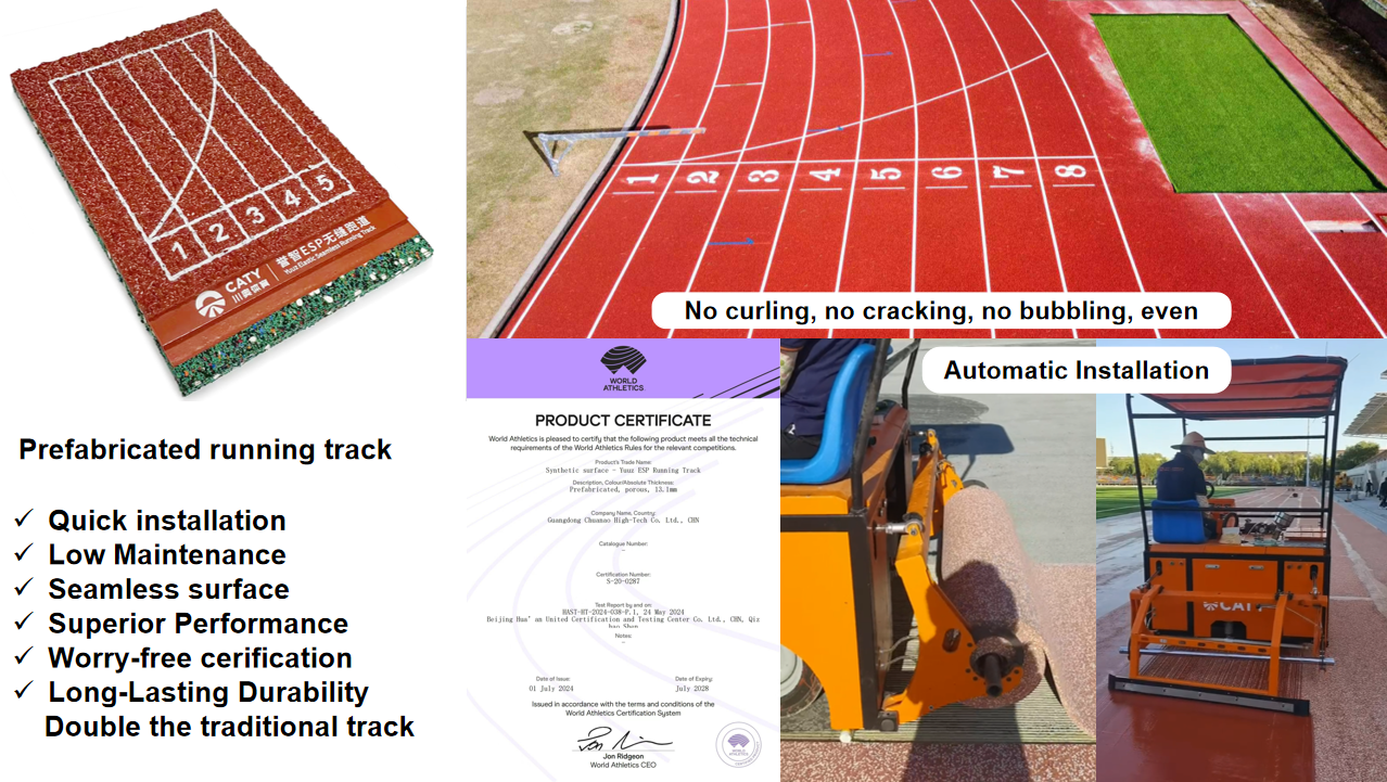 Quick Installation Prefabricated Rubber Jogging Track Material Jogging Colored Rubber Granules