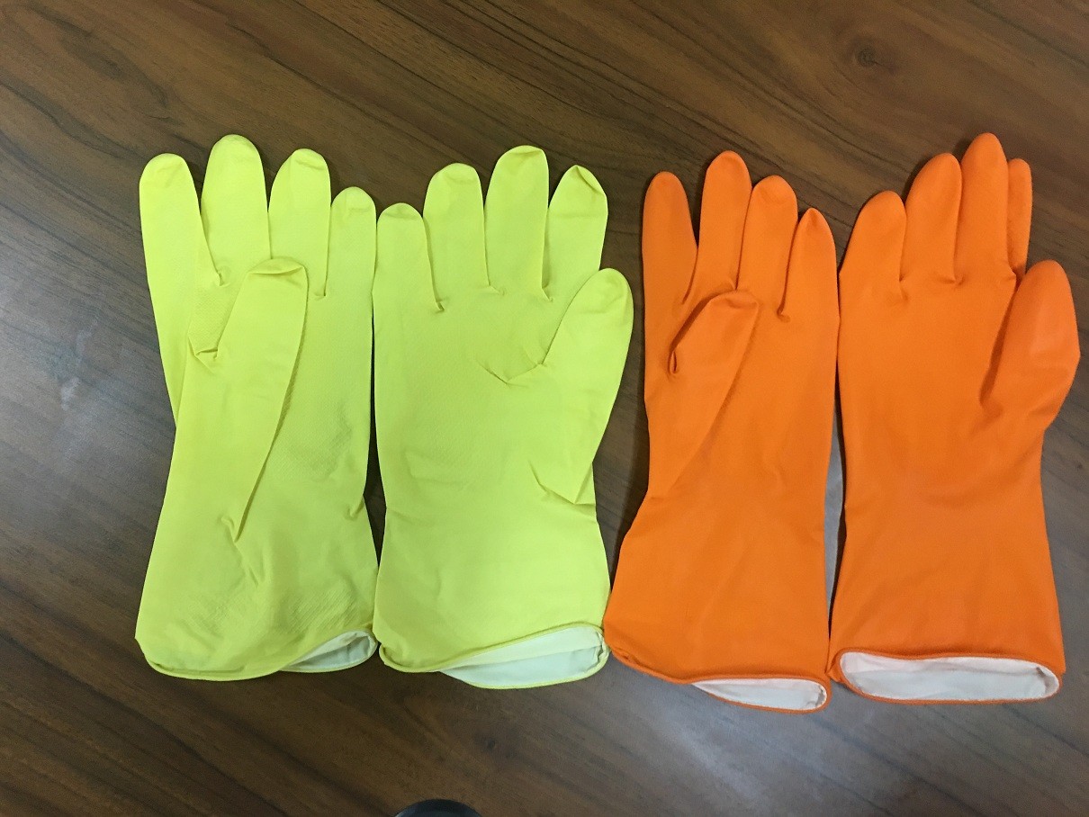 Dip Flocklined Cleaing Table Household Cleaning Gloves 300mm Latex Gloves