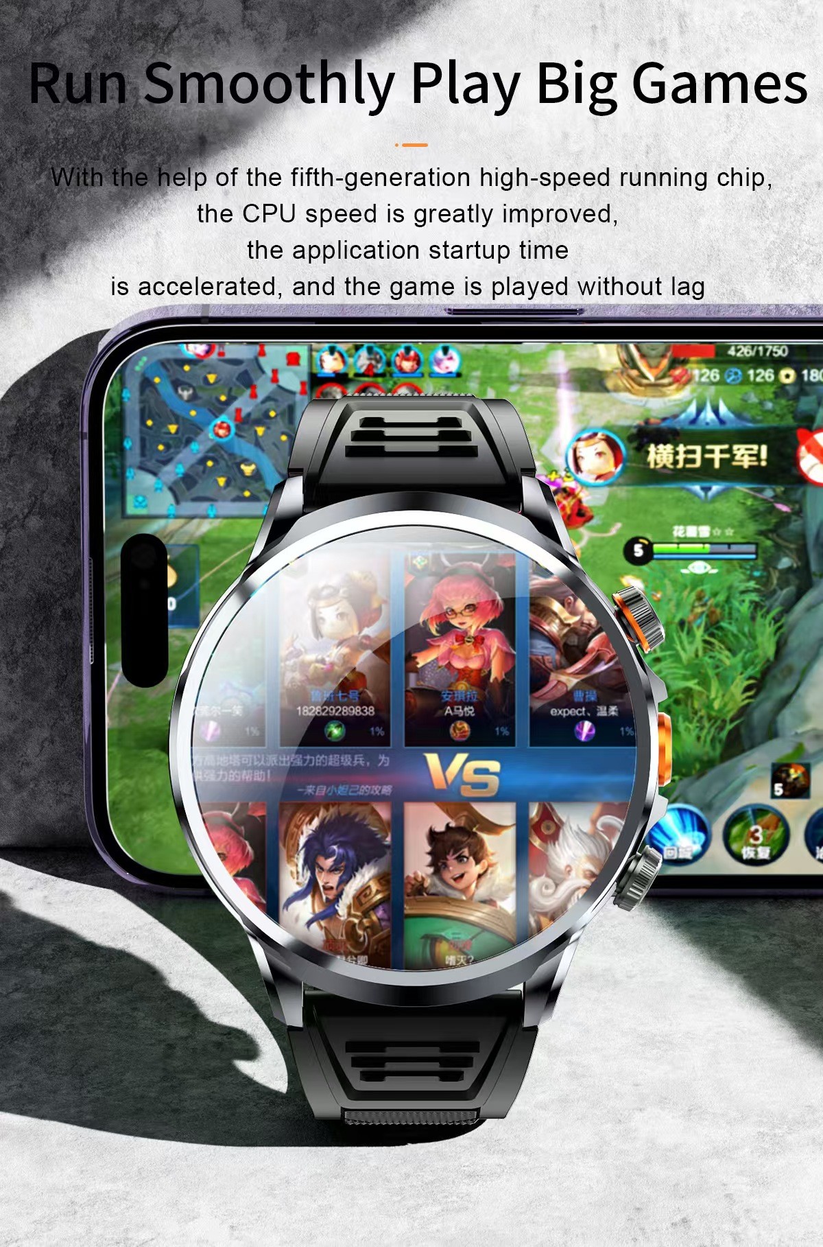 H18 Sim Card Smart Watch 1.85 Inch Screen Magnetic Charging Smart Watch With Gps And Wifi
