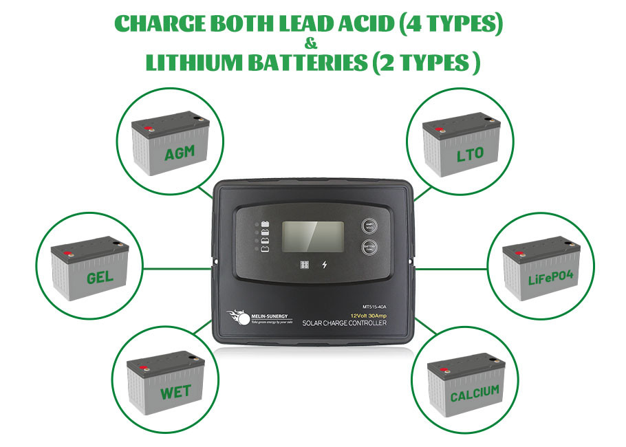 12V 40 Amp PWM Smart Digital Solar Charge Controller For Lead Acid And Lithium Battery