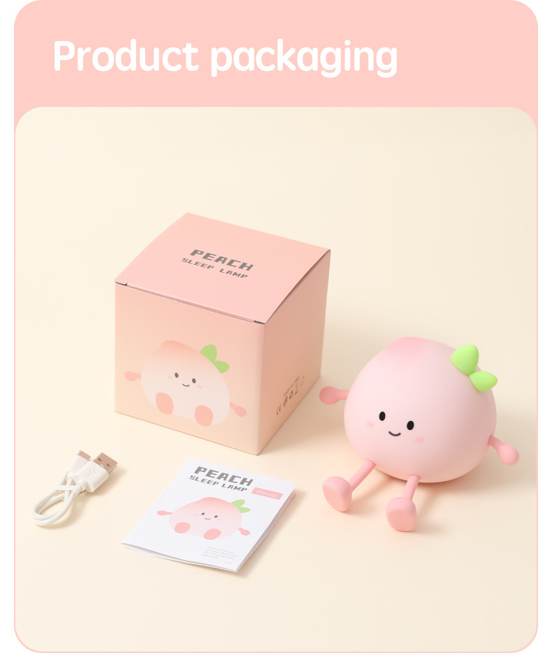 Holiday Gift Timed Sleep Relaxing Atmosphere Peach Silicone Night Lightpat Light