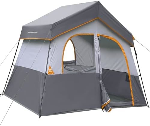 HIKERGARDEN 6 Person Camping Tent - Portable Easy Set Up Family Tent for Camp, Windproof Fabric Cabin Tent Outdoor