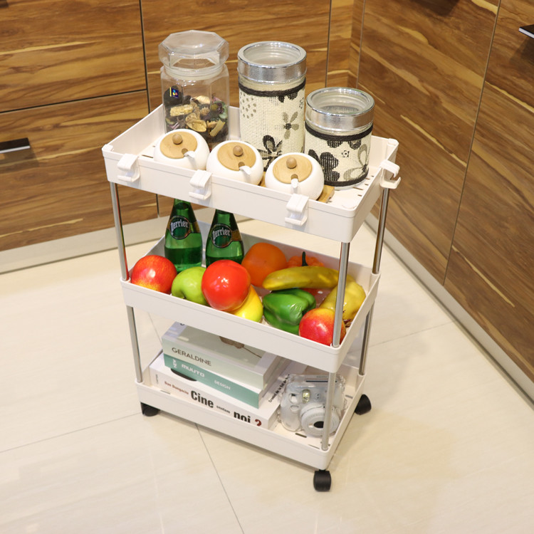 Movable Vegetable Stainless Storage Cart , Slim Rolling Bathroom Storage Carts