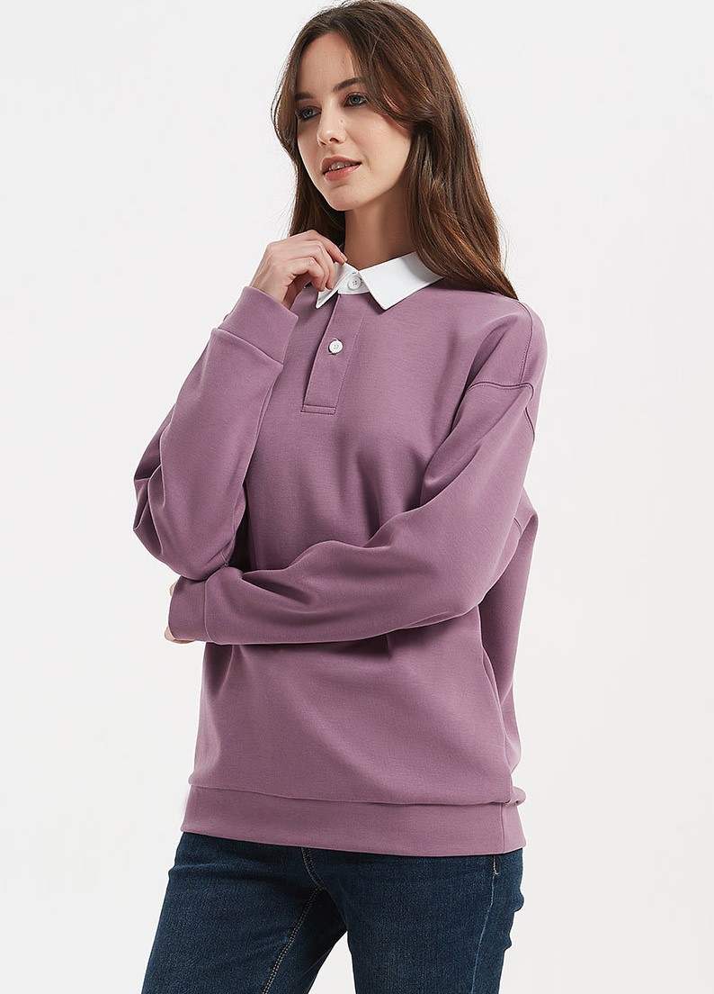 OEM Unisex 100% Cotton Long Sleeve Sweatshirts Loose Turn Down Collar Hoodie