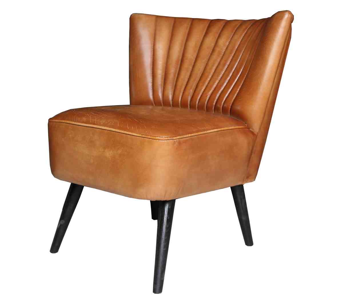 Brown Dinning Office Antique Leather Armchairs With Iron Legs