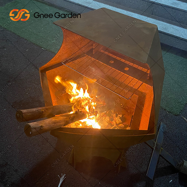 Charcoal  Bbq Gas Grill Corten Steel Fire Pit Table For Outdoor Garden Bbq