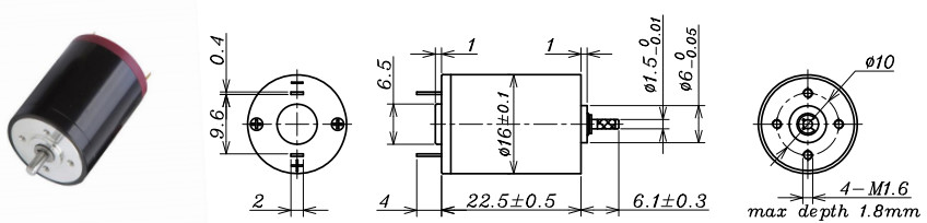 3v Brushed Coreless Motor 700mA Rated Current 1.08omh 1.5W Rated Power