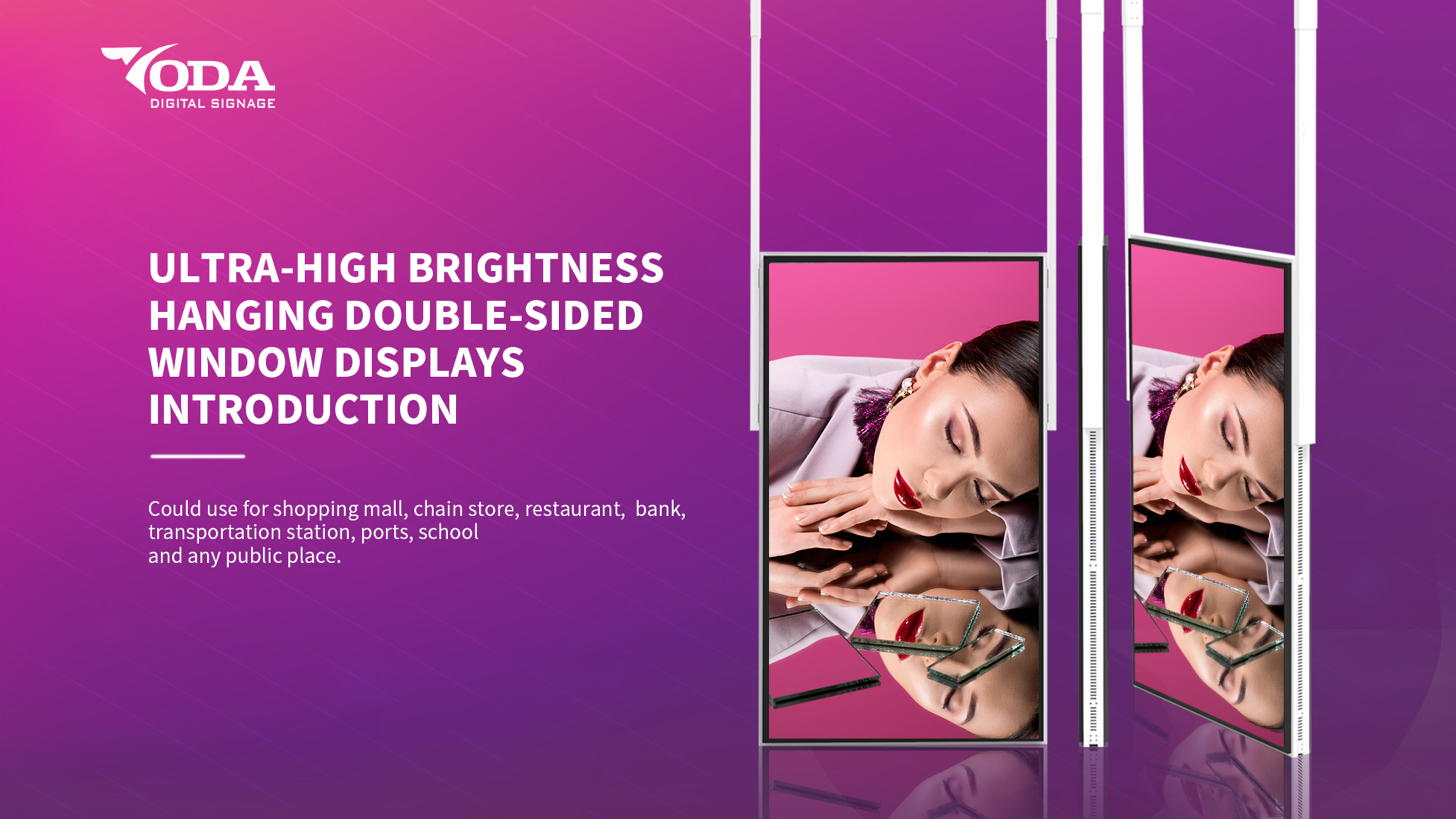 Double Sided 32 inch Outdoor Digital Signage Hanging Digital Window Display