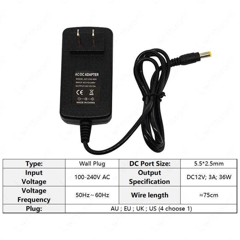100-240V AC to DC 12V Wall Plug Desktop Type 5.5*2.5m Power Supply 1A 2A 3A 5A 6A 7A 10A
