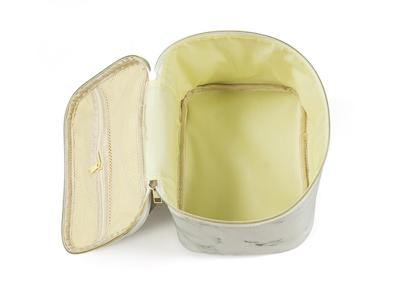 Zipper Closure Ladies Marble PU Leather Makeup Bag Case