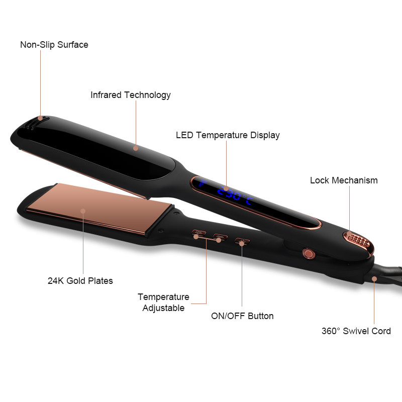Tourmaline Ceramic Coating Anion Hair Straightener Flat Iron Salon Tool