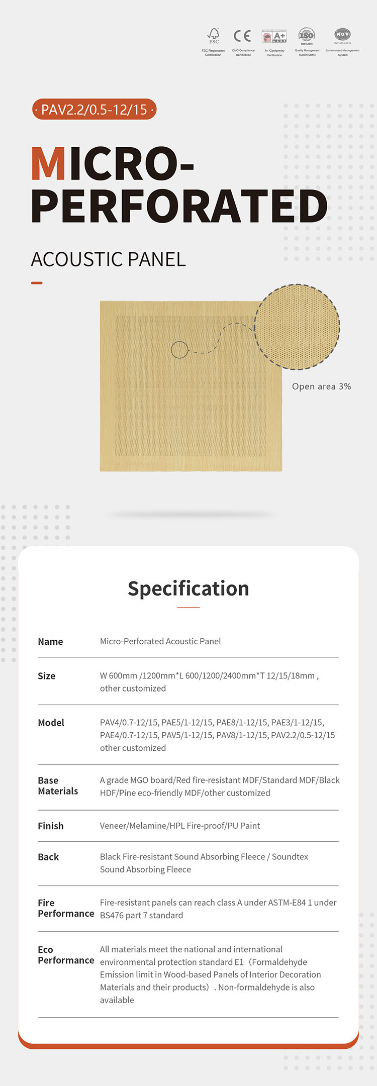 15mm 18mm Super Micro Perforated Acoustic Panels Interior Soundproofing Decor