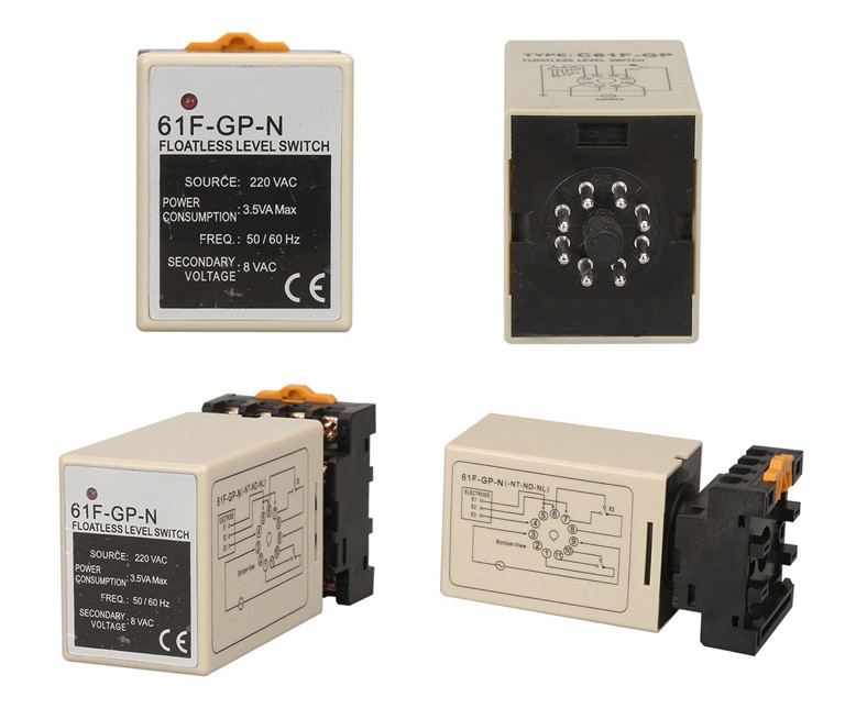 C61F-GP AC 220V Float less Level Switch Sensor Liquid Control Relay 8 Pin SPDT & Base