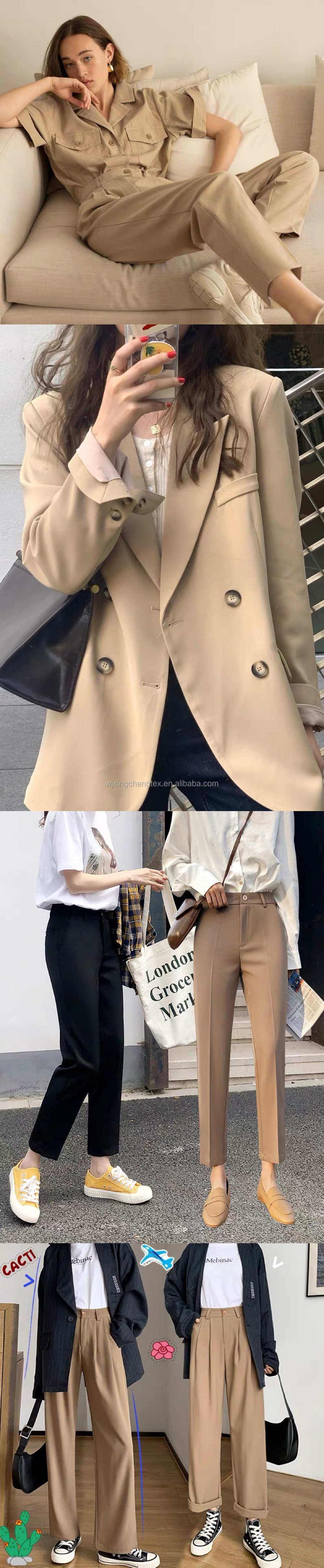 90% Polyester 10% Spandex Woven Twill 4-Way Stretch Style Khaki Elastane Fabric for Fashion Clothing