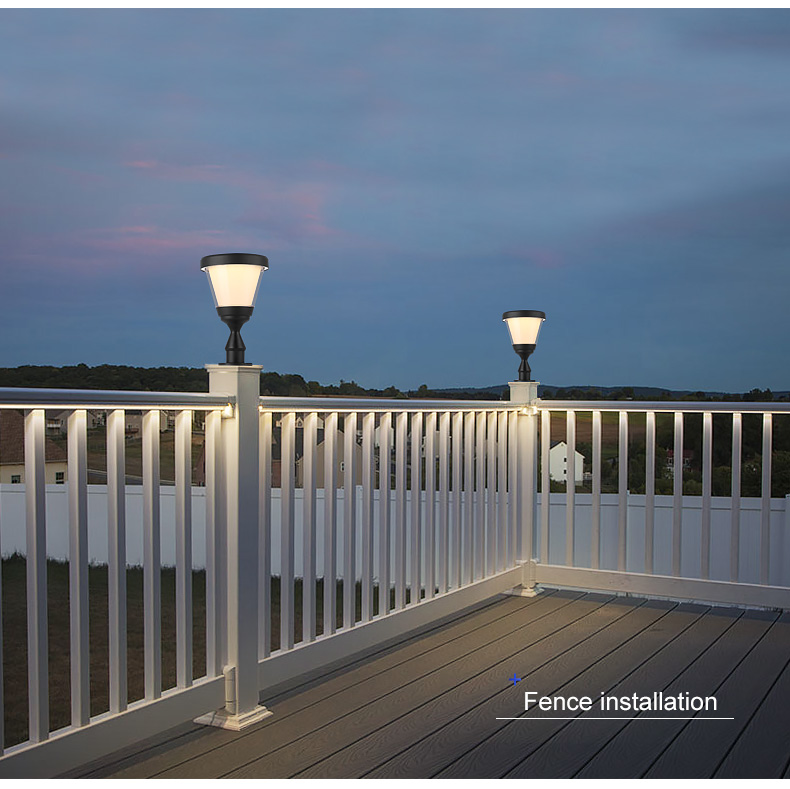 Aluminum Landscape Outdoor Garden Solar Light Light Control 3000k 6000k For Gate Pillar